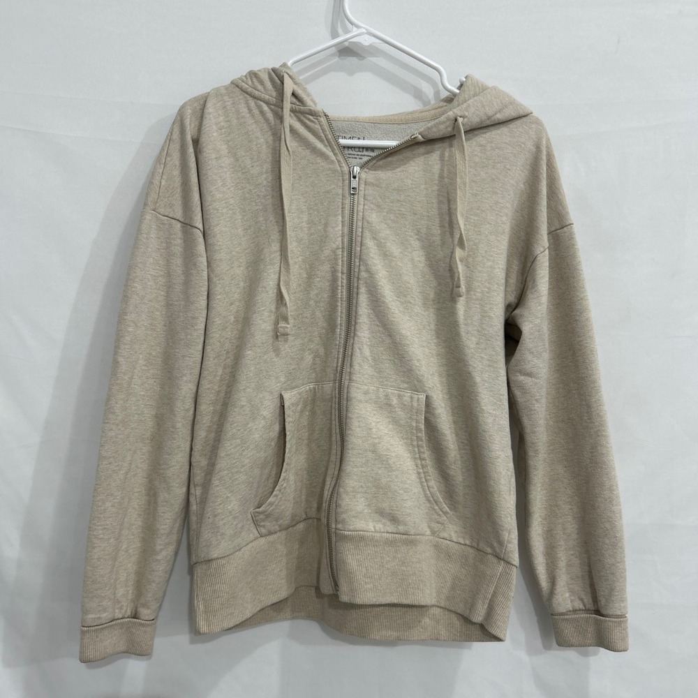 Time and Tru Womens Oatmeal Heather Full Zip Fleece Hoodie Sweatshirt M 8-10